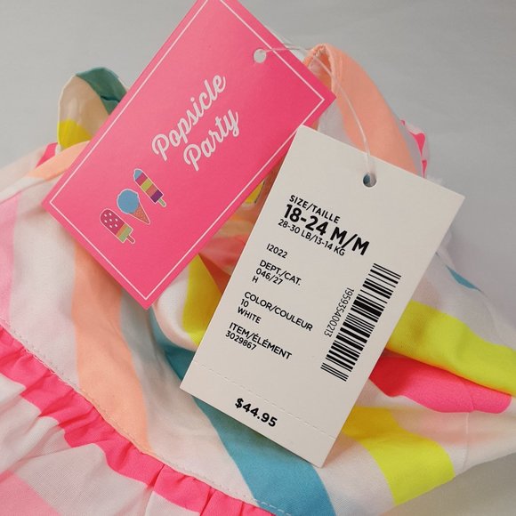 GYMBOREE'POPSICLE PARTY' EMBROIDERED POPSICLE CHEVRON STRIPE SUN DRESS & BLOOMER - Picture 10 of 16